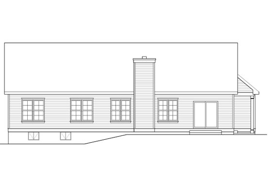 Exterior - Rear Elevation for Ranch House Plan #22-632 - 3 bed, 2 bath