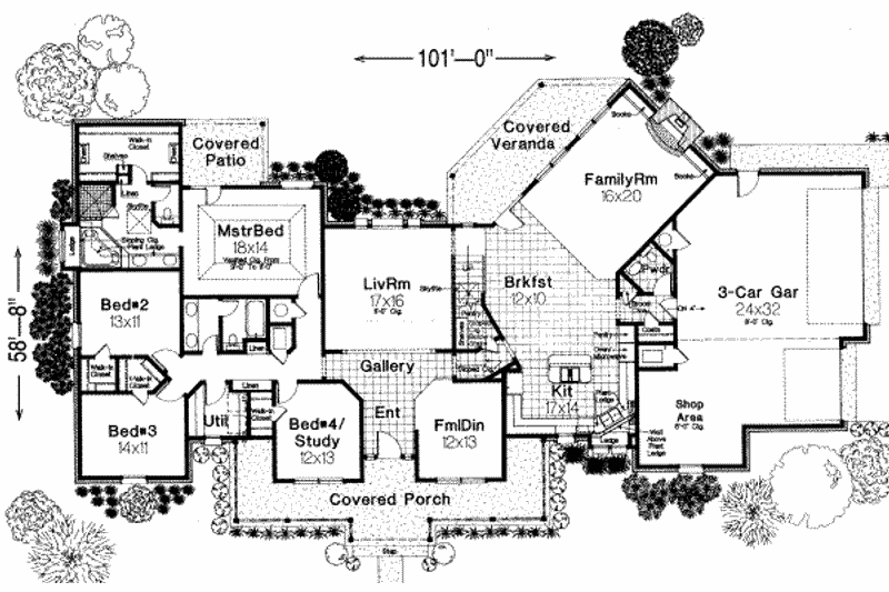 Dream House Plan - Floor Plan - Main Floor for Country House Plan #310-218 - 4 bed, 2.5 bath