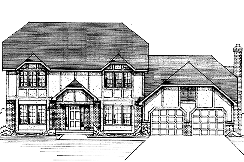 Architectural House Design - Exterior - Front Elevation 3 for Tudor House Plan #51-907 - 4 bed, 2.5 bath