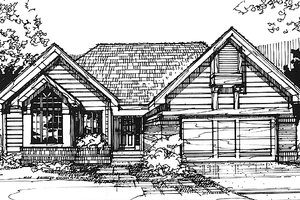 House Plan Design - Exterior - Front Elevation for Prairie House Plan #320-1132 - 2 bed, 2 bath