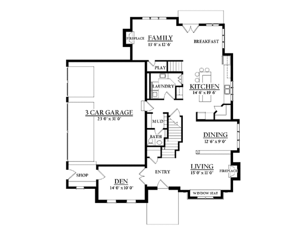 House Plan Design - European Floor Plan - Main Floor Plan #937-4