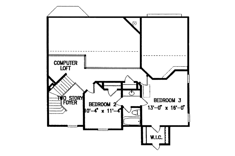 Home Plan - Floor Plan - Upper Floor for Colonial House Plan #54-198 - 3 bed, 2.5 bath
