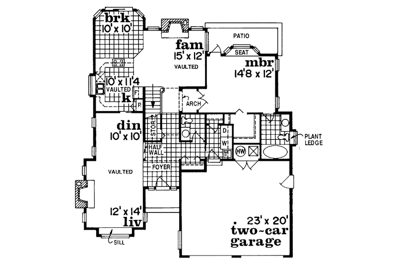 Dream House Plan - Floor Plan - Main Floor for Mediterranean House Plan #47-810 - 3 bed, 2.5 bath