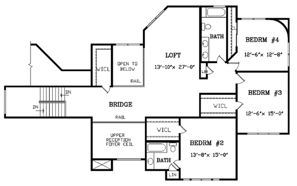 Home Plan - Traditional Floor Plan - Upper Floor Plan #314-251