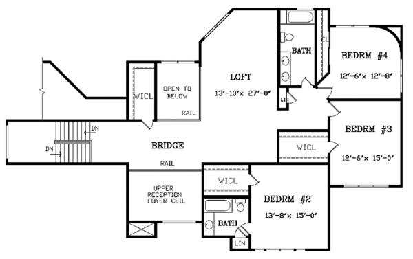 Dream House Plan - Traditional Floor Plan - Upper Floor Plan #314-251