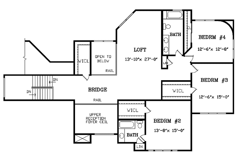 Home Plan - Floor Plan - Upper Floor for Traditional House Plan #314-251 - 5 bed, 4.5 bath