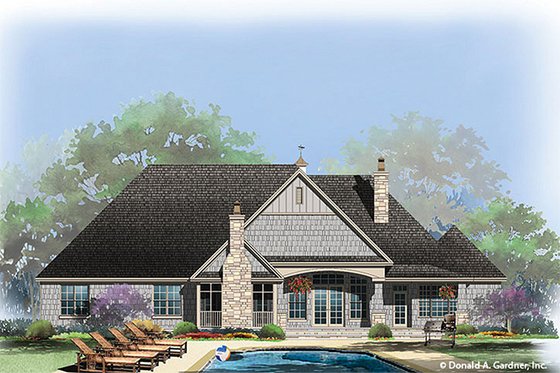 Exterior - Rear Elevation 2 for Craftsman House Plan #929-24 - 4 bed, 3 bath