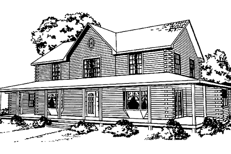 Architectural House Design - Log Exterior - Front Elevation Plan #964-12