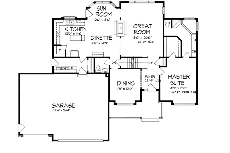 Architectural House Design - Floor Plan - Main Floor for Country House Plan #320-1509 - 4 bed, 2.5 bath