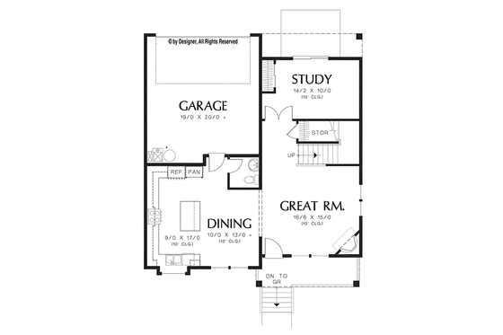 Floor Plan - Main Floor for Craftsman House Plan #48-919 - 3 bed, 2.5 bath