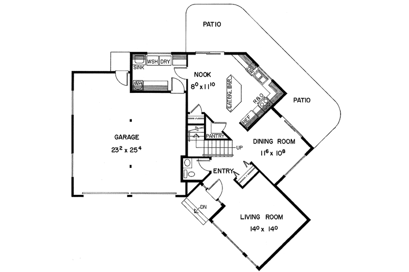 Dream House Plan - Floor Plan - Main Floor for Contemporary House Plan #60-704 - 3 bed, 2.5 bath
