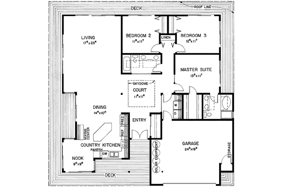 Floor Plan - Main Floor for Contemporary House Plan #60-708 - 3 bed, 2 bath