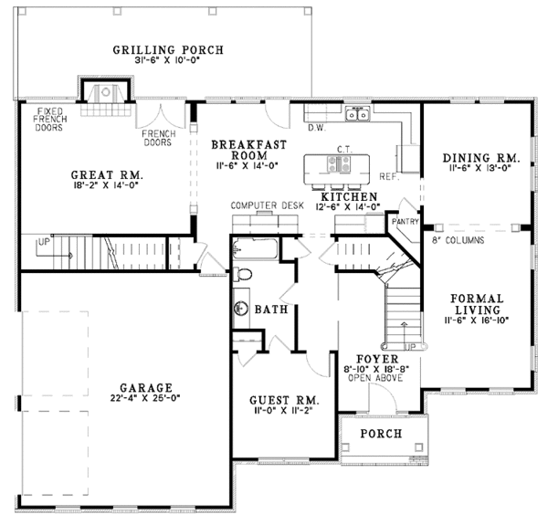 Home Plan - Traditional Floor Plan - Main Floor Plan #17-3251