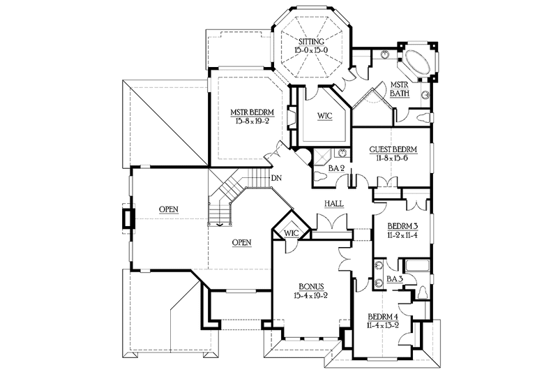 Home Plan - Floor Plan - Upper Floor for Craftsman House Plan #132-350 - 4 bed, 3.5 bath