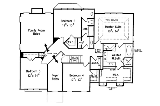 Floor Plan - Upper Floor for Classical House Plan #927-595 - 4 bed, 2.5 bath