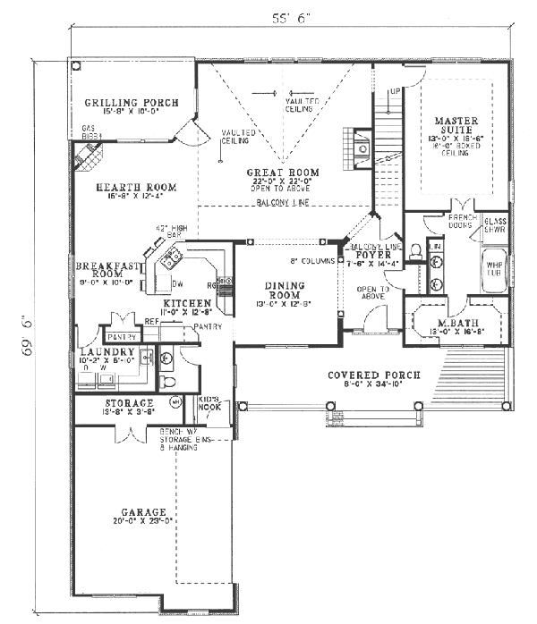 Architectural House Design - Country Floor Plan - Main Floor Plan #17-2069