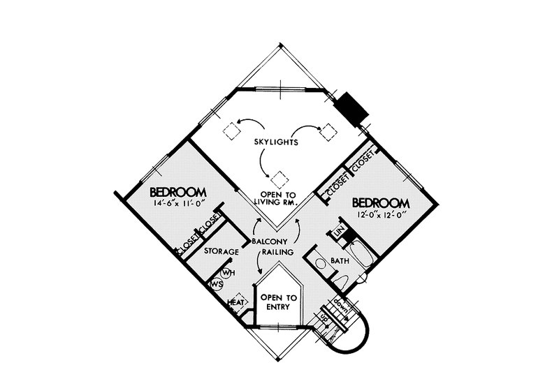 Dream House Plan - Floor Plan - Upper Floor for Contemporary House Plan #320-1018 - 3 bed, 2 bath