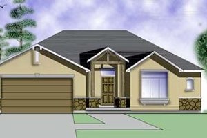 Adobe / Southwestern Exterior - Front Elevation Plan #5-109