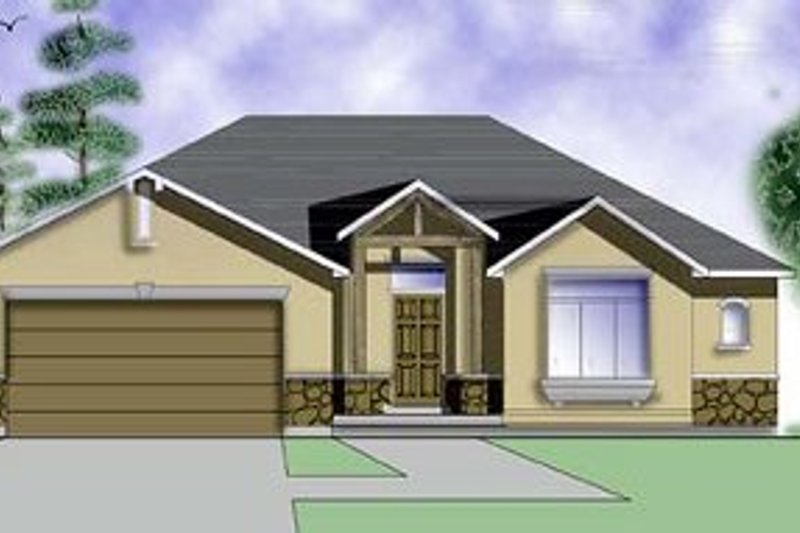 Architectural House Design - Adobe / Southwestern Exterior - Front Elevation Plan #5-109