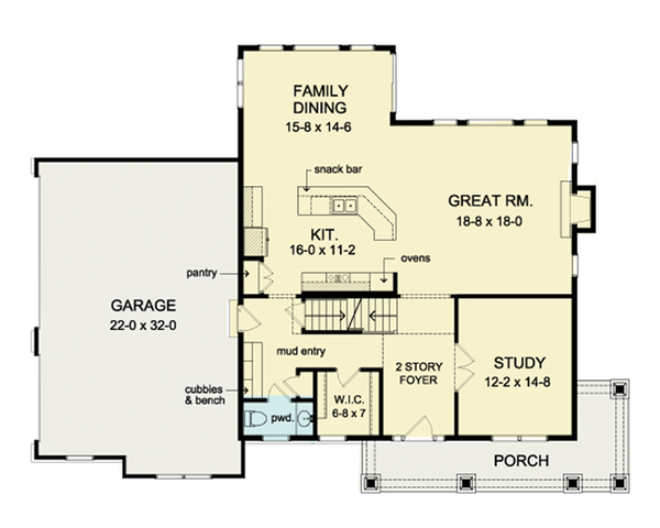 Home Plan - Colonial Floor Plan - Main Floor Plan #1010-38