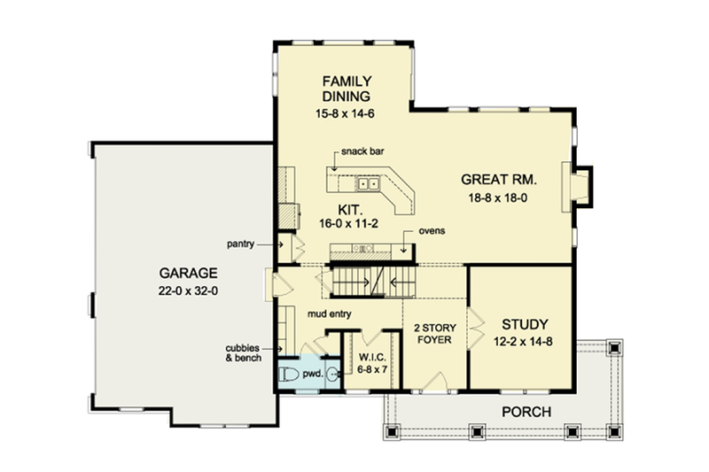 Home Plan - Floor Plan - Main Floor for Colonial House Plan #1010-38 - 3 bed, 2.5 bath