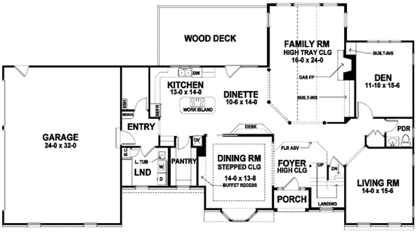 Architectural House Design - Traditional Floor Plan - Main Floor Plan #328-451
