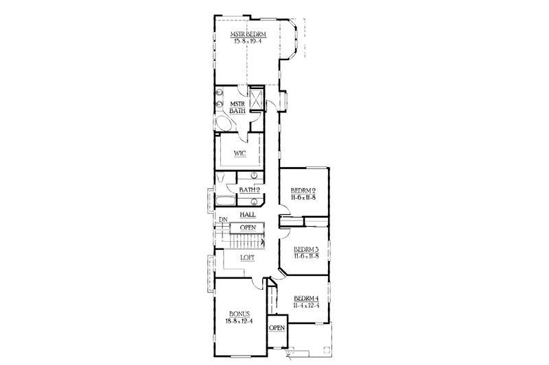 Home Plan - Floor Plan - Upper Floor for Craftsman House Plan #132-388 - 4 bed, 2.5 bath