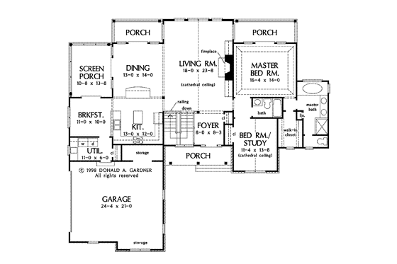 Floor Plan - Main Floor for Craftsman House Plan #929-872 - 4 bed, 3 bath