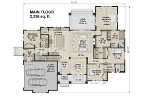 Floor Plan - Main Floor for Farmhouse House Plan #51-1223 - 3 bed, 3 bath