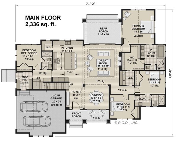 Farmhouse Floor Plan - Main Floor Plan #51-1223