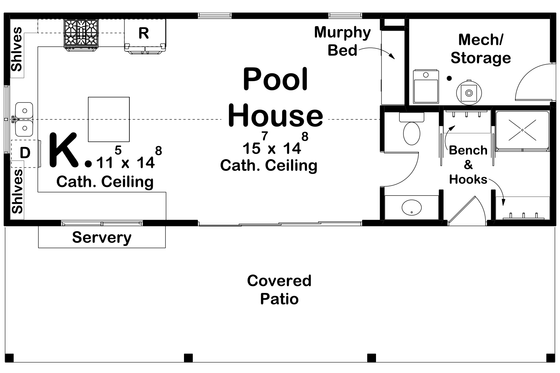 Floor Plan - Main Floor for Modern House Plan #455-650, 1 bath