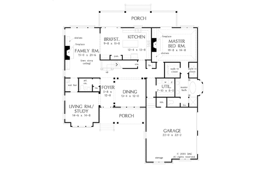 Floor Plan - Main Floor for Traditional House Plan #929-559 - 4 bed, 2.5 bath