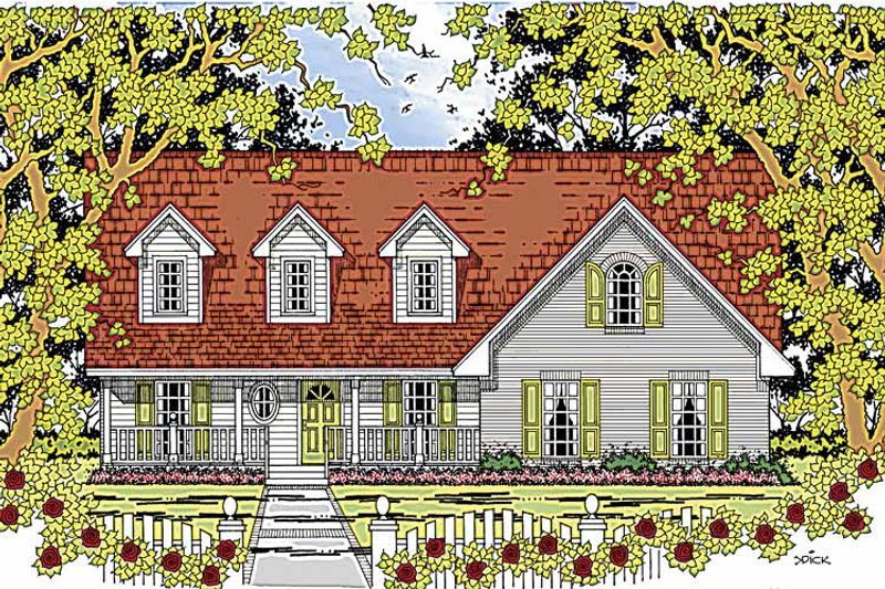 Dream House Plan - Exterior - Front Elevation 3 for Country House Plan #42-598 - 3 bed, 2.5 bath