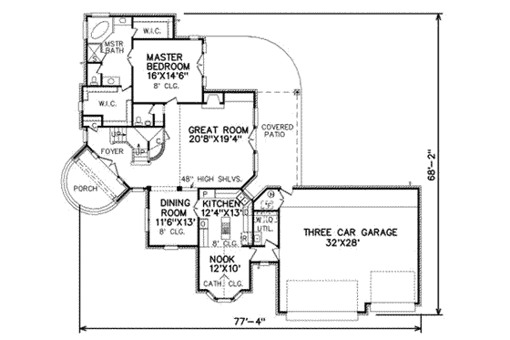 Floor Plan - Main Floor for European House Plan #65-352 - 3 bed, 3 bath