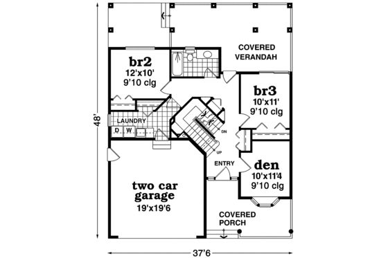 Floor Plan - Lower Floor for Contemporary House Plan #47-913 - 3 bed, 2.5 bath