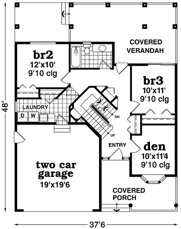 Architectural House Design - Contemporary Floor Plan - Lower Floor Plan #47-913