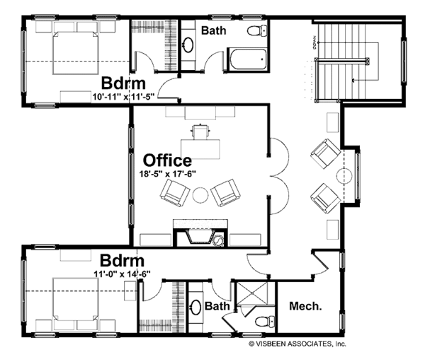 Craftsman Floor Plan - Upper Floor Plan #928-171