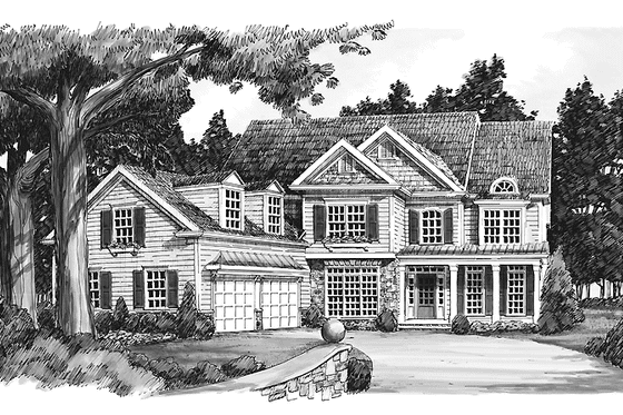 Exterior - Front Elevation 3 for Colonial House Plan #927-776 - 5 bed, 4 bath
