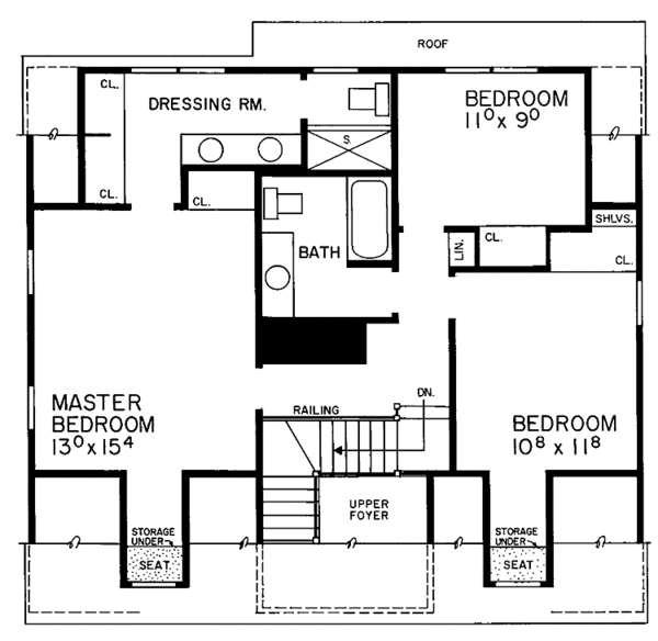 Architectural House Design - Colonial Floor Plan - Upper Floor Plan #72-683