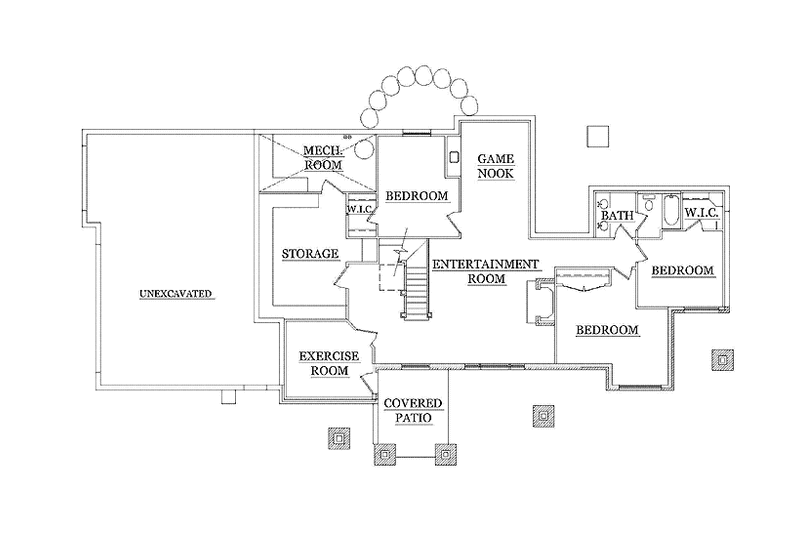 Home Plan - Floor Plan - Lower Floor for Craftsman House Plan #945-112 - 2 bed, 2 bath