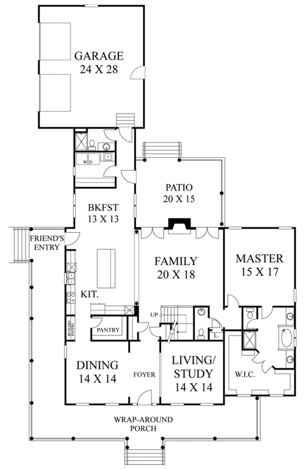 House Plan Design - Colonial Floor Plan - Main Floor Plan #1053-56