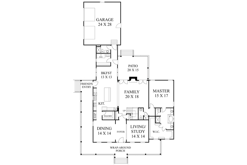 Home Plan - Floor Plan - Main Floor for Colonial House Plan #1053-56 - 4 bed, 4.5 bath