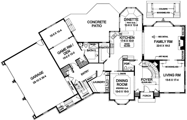 Architectural House Design - Classical Floor Plan - Main Floor Plan #328-366