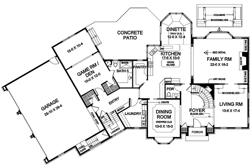 Home Plan - Floor Plan - Main Floor for Classical House Plan #328-366 - 6 bed, 4.5 bath