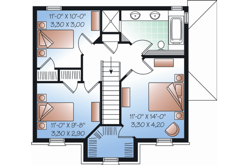 Home Plan - Floor Plan - Upper Floor for Country House Plan #23-2193 - 3 bed, 1.5 bath