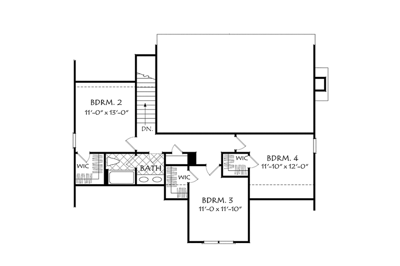 House Plan Design - Floor Plan - Upper Floor for European House Plan #927-965 - 4 bed, 3 bath