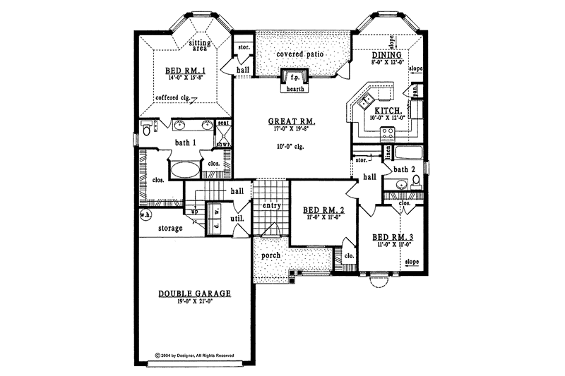 Home Plan - Floor Plan - Main Floor for Country House Plan #42-547 - 3 bed, 2 bath