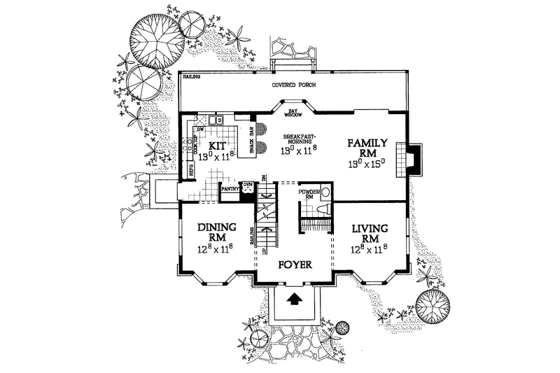 Home Plan - Floor Plan - Main Floor for Colonial House Plan #72-1083 - 4 bed, 2.5 bath