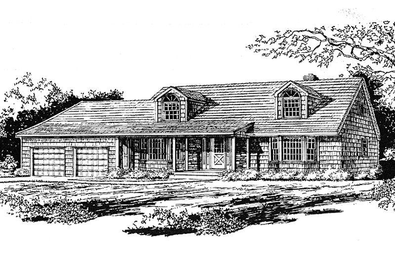House Blueprint - Exterior - Front Elevation 3 for Colonial House Plan #315-118 - 4 bed, 2.5 bath