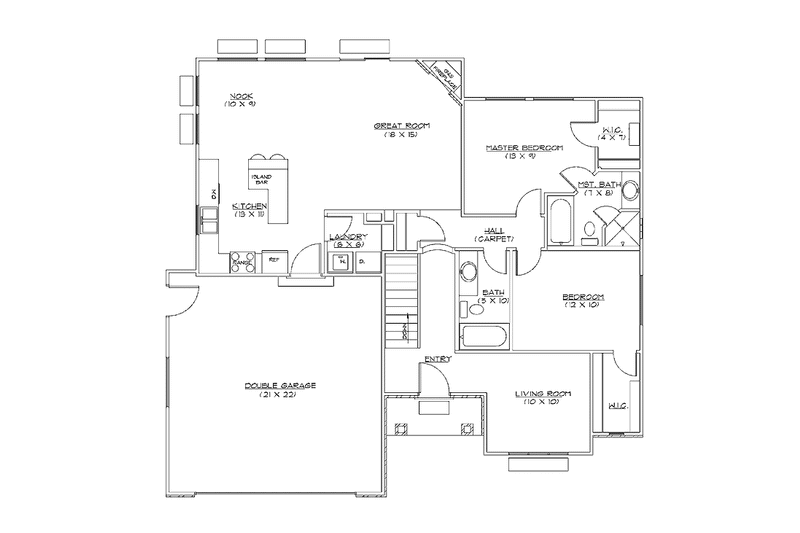 Home Plan - Floor Plan - Main Floor for Craftsman House Plan #945-5 - 2 bed, 2 bath